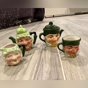 2 Dickens Artone Characters 2 sided Face Mini Teapot & Jugs Toby Hand Painted